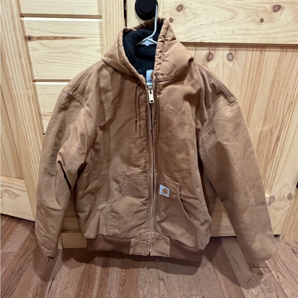 Vintage Carhartt Men’s J04 BRN Brown Hooded Jacket Lined Size XL Made In USA